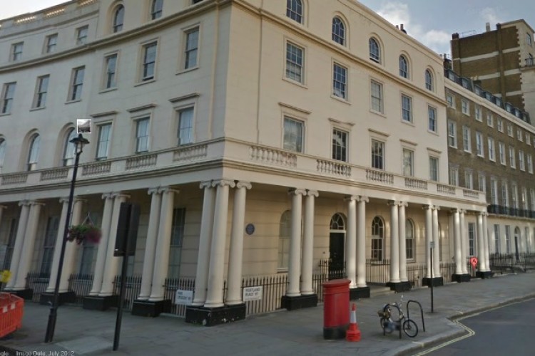 The corner of Portland Place and Park Cresecent, as seen by Google Streetview