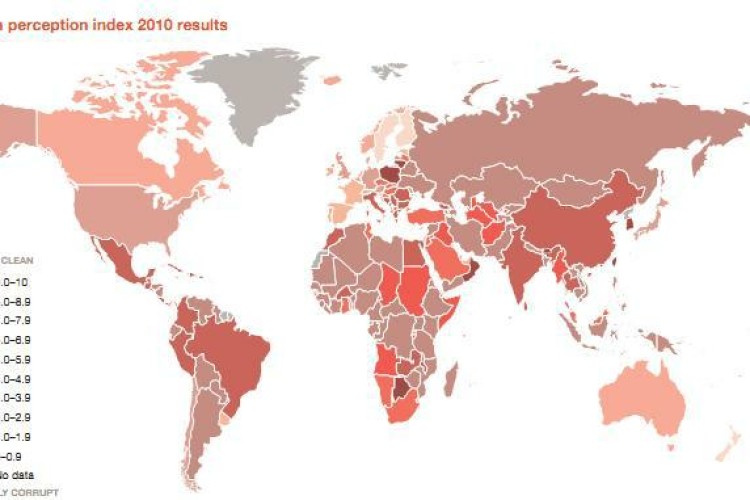 Corruption perception index 2010 results (click for larger version)