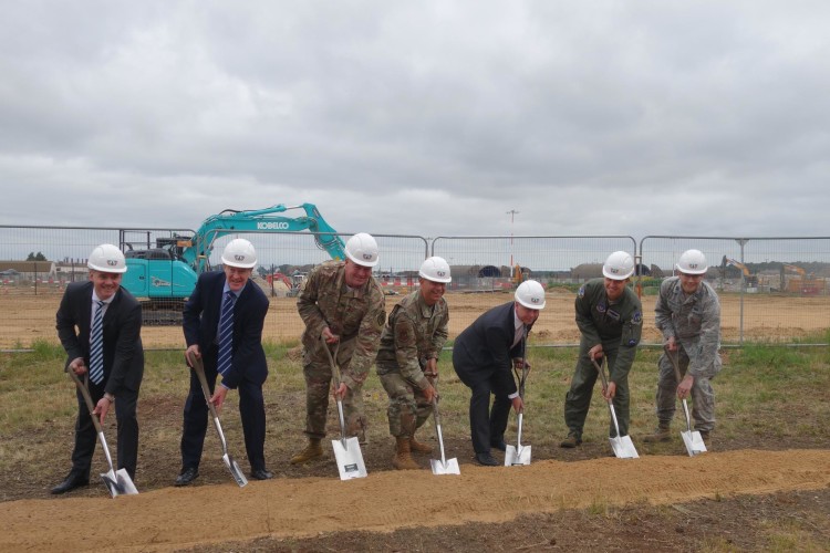  Senior representatives of the contractors, the USAF&rsquo;s 48th Fighter Wing and the Defence Infrastructure Organisation maked the official start of construction (photo copyright Lisa Russell)