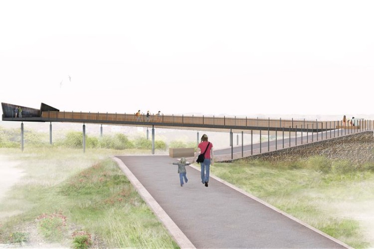 Tide Mills Footbridge has been designed by Knight Architects and Arup to blend in with the national park setting