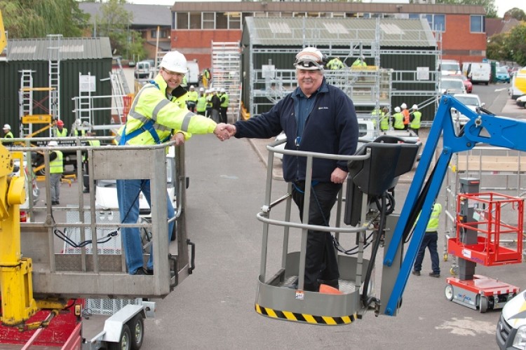 Willmott Dixon safety manager Chris Dancer with Len Wright from EPL Skylift