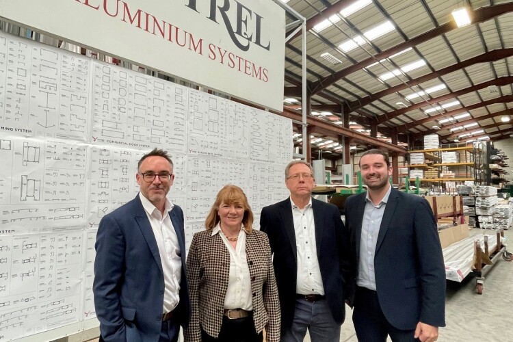 Consultants Tom McCarthy (left) and Liam Hadfield (right) flank Kestrel vendors Jane Gibson and Steve Shute