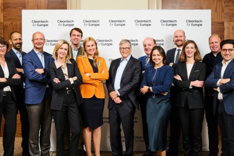 European commissioner for energy, Kadri Simson (sixth from left) and Bill Gates (centre), founder of Breakthrough Energy, with coalition members at this week's launch.