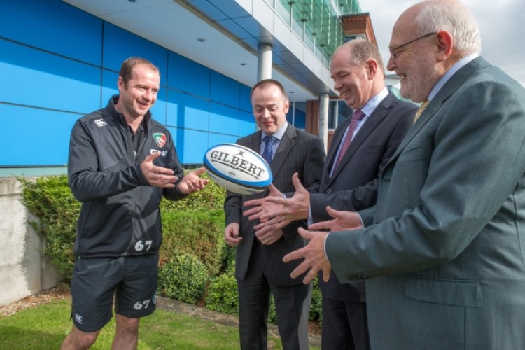 Left to right are rugby&rsquo;s Geordan Murphy with PM&rsquo;s UK md Peter Farrelly, group CEO Dave Murphy and chairman Dan Flinter