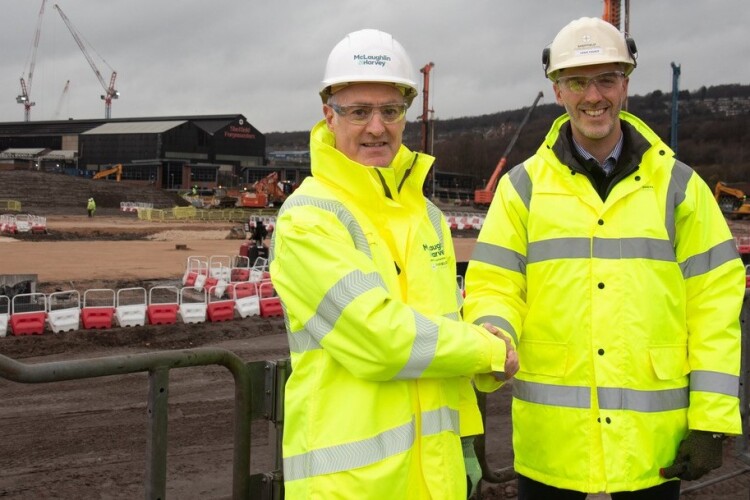 McLaughlin & Harvey MD Paul Griffen (left) Sheffield Forgemasters programme director Craig Fisher on the site of the planned machine shop
