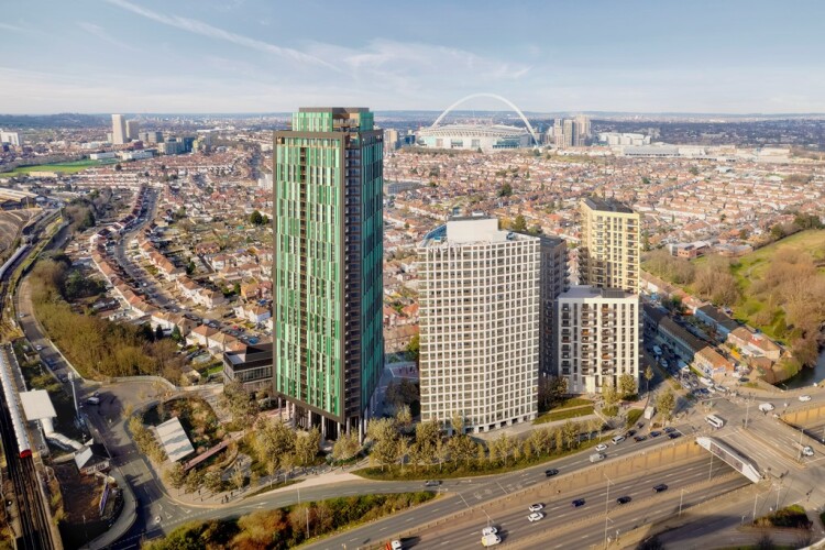 The tallest building will have a distinctive green facade