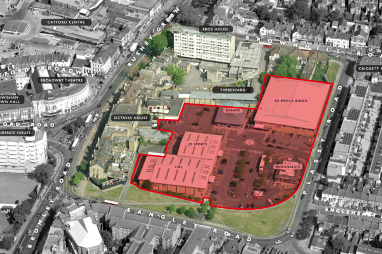 The development site, in the middle of the South Circular one-way system in Catford