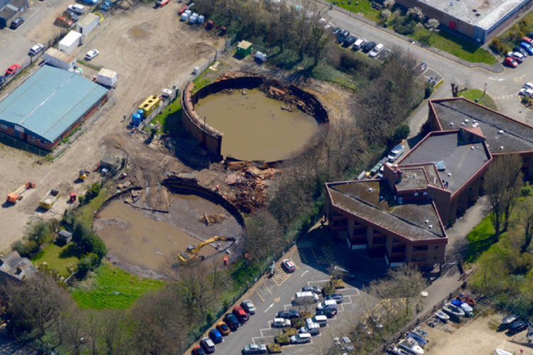 Aerial image of the old gas works site that Churchill wants to develop