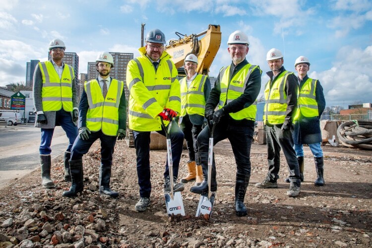 Pictured on site, left to right, are Siddharth Natarajan (Heitman), Francesco Ottieri (Heitmann), Andrew Hurcomb (GMI) Jonathan Yates (Howarth Litchfield), David Campbell (Alumno), Marcus Westmoreland (GMI) and Jonny Darbishire (Alumno) 