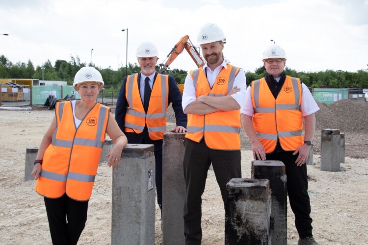 Rotherham councillor Denise Lelliott, Esh operations manager Andrew Schofield, Rotherham Council assistant director for planning & transport Simon Moss and Esh senior site manager Simon Rothery