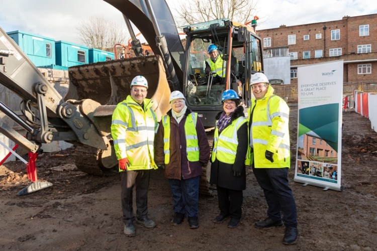 Contractor and council representatives pose for ground breaking