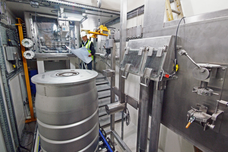 a drum inside a Dounreay waste facility