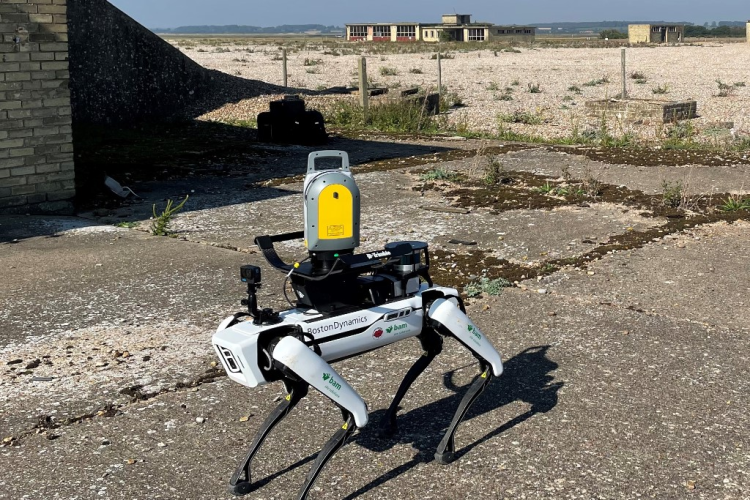 Spot, a robot made by Boston Dynamics, is equipped for the task with a Trimble X7 scanner