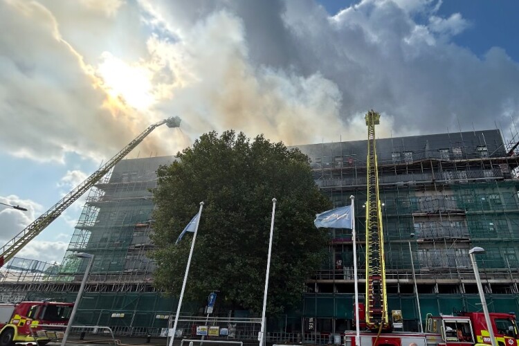 It took 40 fire engines and around 225 firefighters more than eight hours to tackle the fire at Spectrum House [Photos from London Fire Brigade]