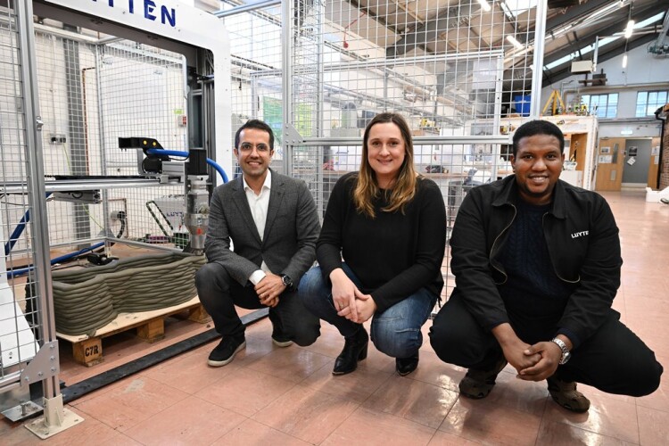 left to right are Northumbria assistant professor Mohammadali Rezazadeh, ChangeMaker3D chief executives Natalie Wadley and Luyten3D president Ahmed Mahil 