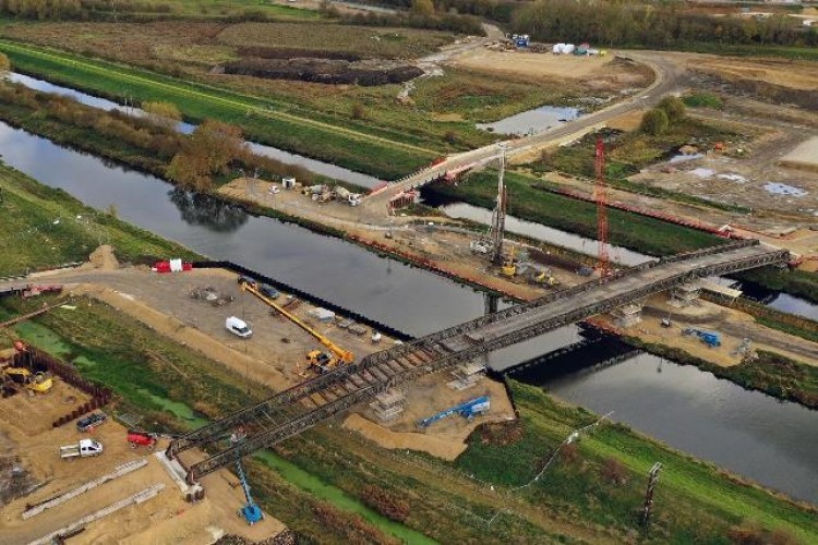 The Bailey bridge enables bypass works traffic to get from one end of the site to the other