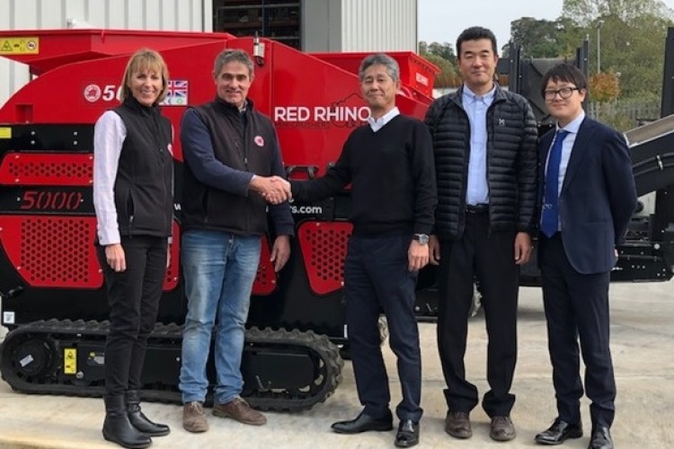From left are Red Rhino sales manager Lesley Perrin and MD Simon Winfield with Nikko representatives Messrs Nakayama, Yamada and Oshima.