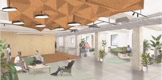 CGI of the ground floor workspace in the Entopia Building [image courtesy of Architype]