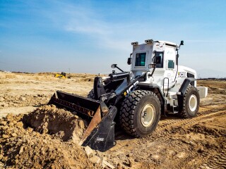 A JCB 457ZX wheeled loading shovel deployed by the Halo Trust in Afghanistan
