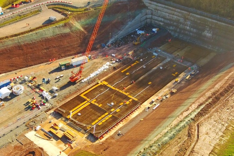 Infrastructure work related to major transport projects provided a boost. Picture shows the north portal site of HS2&rsquo;s Long Itchington Wood tunnel, excavated by Collins Earthworks 