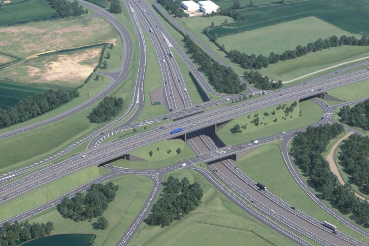 CGI of the new A428 Black Cat junction