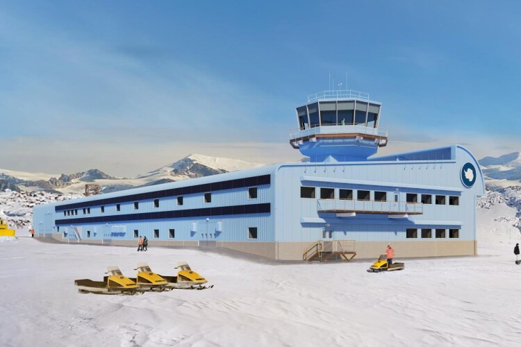Visualisation of the Discovery Building, which forms part of the modernisation plans for Rothera Research Station (&copy;HBA-BAS)
