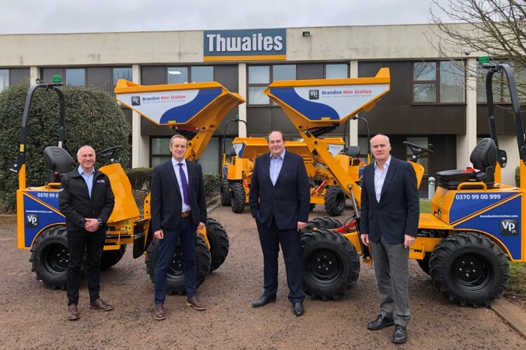Left to right are BTE chairman Ben Elliott, Thwaites Sales Manager Andy Sabin, Brandon Hire Station MD Brian Sherlock and Thwaites deputy chairman Ian Brown