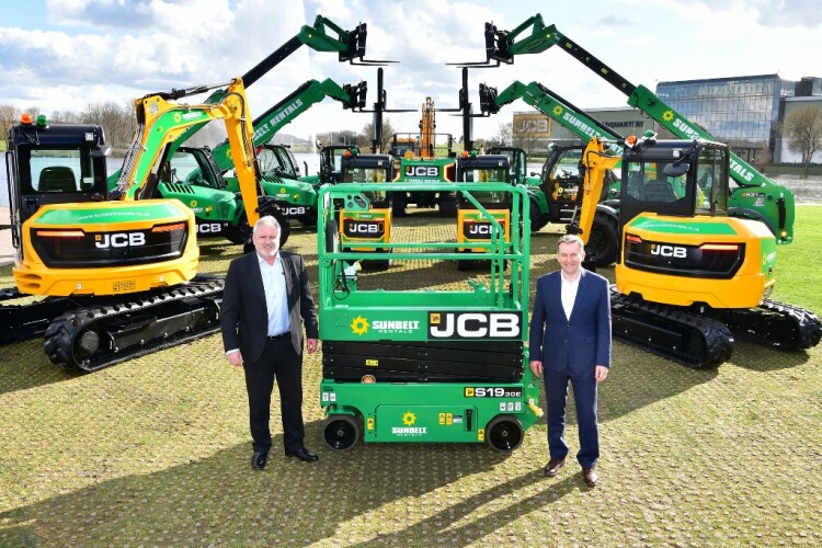 Sunbelt chief executive Andy Wright (left) with JCB chief executive Graeme Macdonald