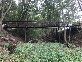 The Boleside Road footbridge spans the route off the old Selkirk Branch line