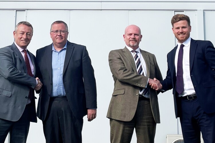 Pictured (left to right) are Steve Jordan of HyperTunnel, AmcoGiffen managing director John Booth, AmcoGiffen operations director Dave Thomas and Matthew Love of HyperTunnel