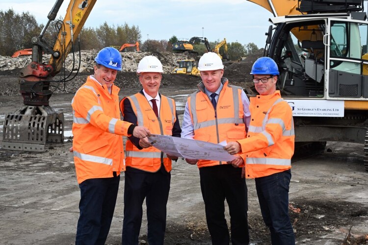 Left to right are Network Rail project engineer David Chubb, Newcastle City Council leader Nick Kemp, Keepmoat regional MD Ian Worgan and Network Rail property director Robin Dobson