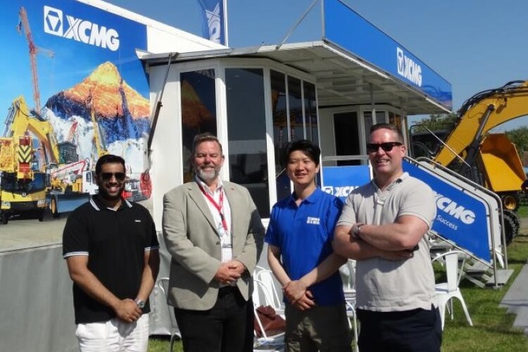 Rygor Group&rsquo;s new owners Rish Channa (left) and John Keogh (right) with Alan Sams and Li Langxia of XCMG 