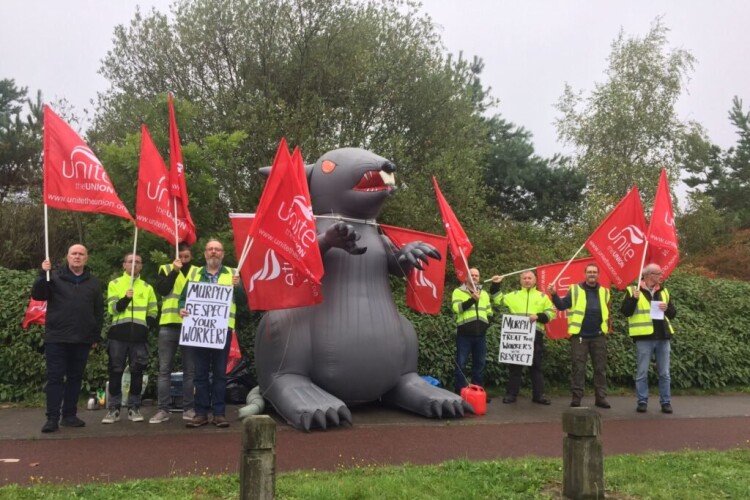 Demonstrations outside Murphy's offices in Ireland last year (photo: pbp.ie)