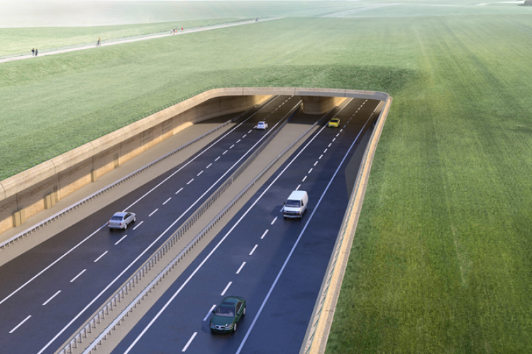 CGI of the western portal of the planned Stonehenge tunnel