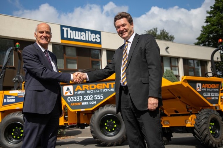 Thwaites MD Ian Brown and Ardent CEO Jeremy Fish shake on the deal