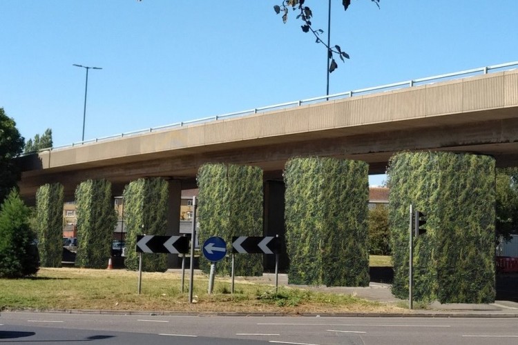 CGI of the living wall at Millbrook Roundabout