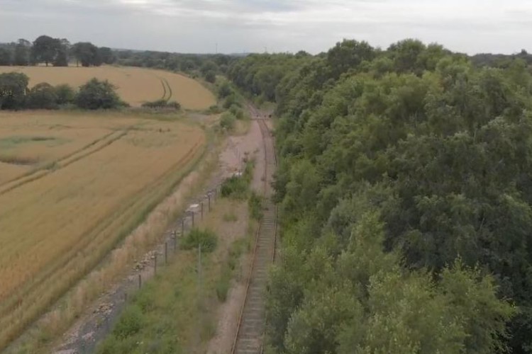 Aerial of the disused rail link (picture by Transport Scotland)