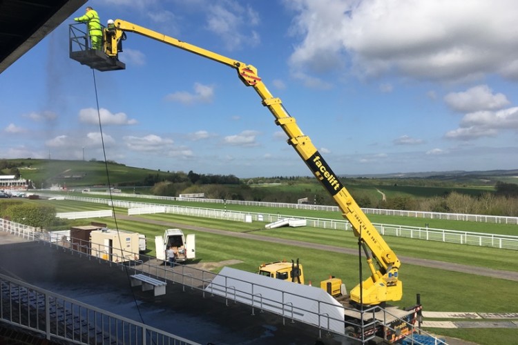 A 34-metre Bronto S34MDT from Facelift&rsquo;s truck-mount fleet