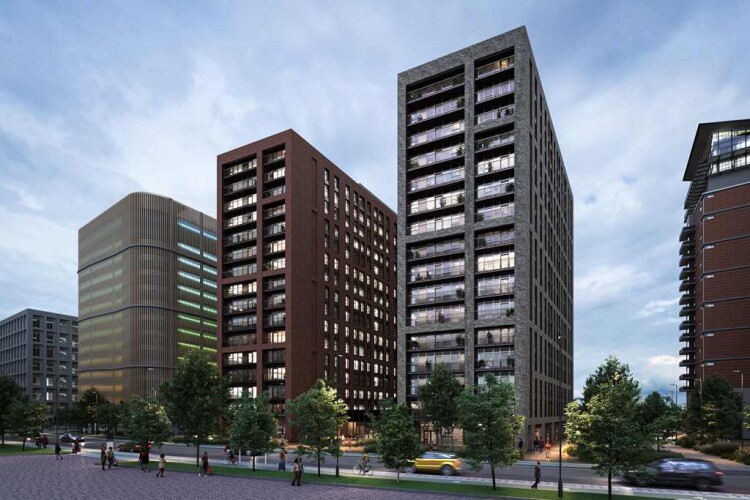CGI of the build-to-rent towers