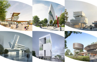 clockwise from top left: Diller Scofidio and Renfro / Studio Libeskind / O'Donnell and Tuomey / UNStudio / John Ronan Architects / Steven Holl Architects
