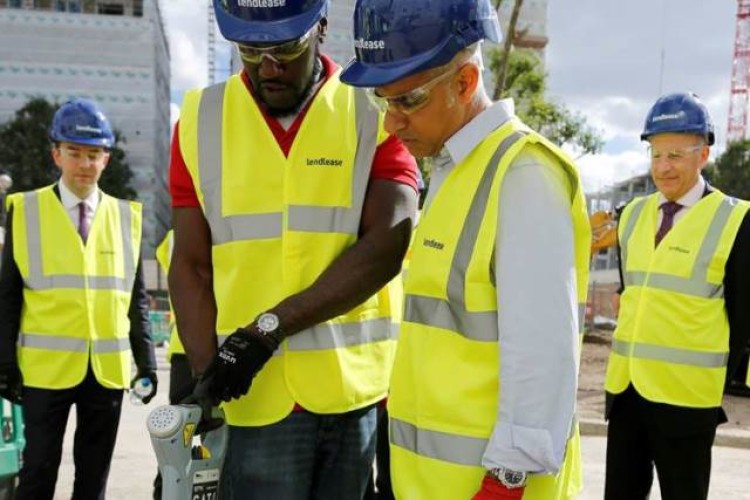 London mayor Sadiq Khan visits a construction training centre