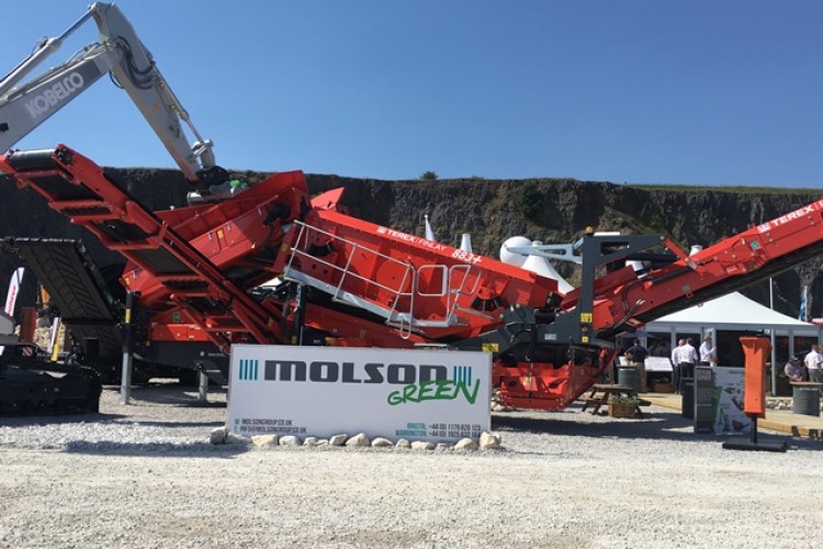 A Terex Finlay 883+ heavy duty screener on the Molson stand at the Hillhead trade show this week