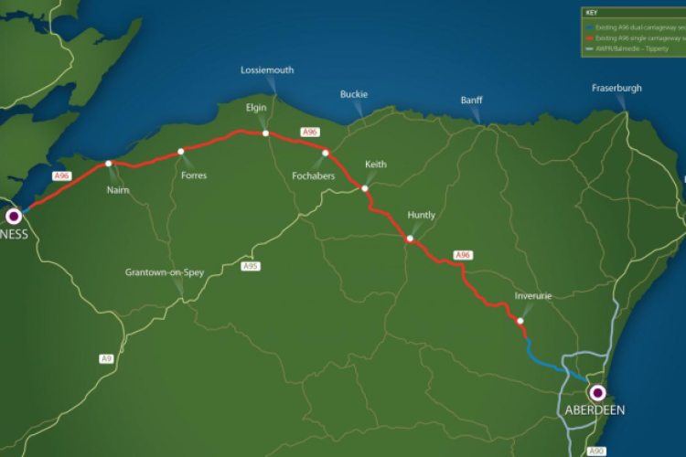 A96 between Aberdeen and Inverness
