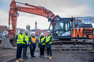 Left to right are Alan McBride (Muse), Mike Horner (Muse), Cllr Mark Smith, Cllr Lynn Williams and Gary Bowker (Vinci)