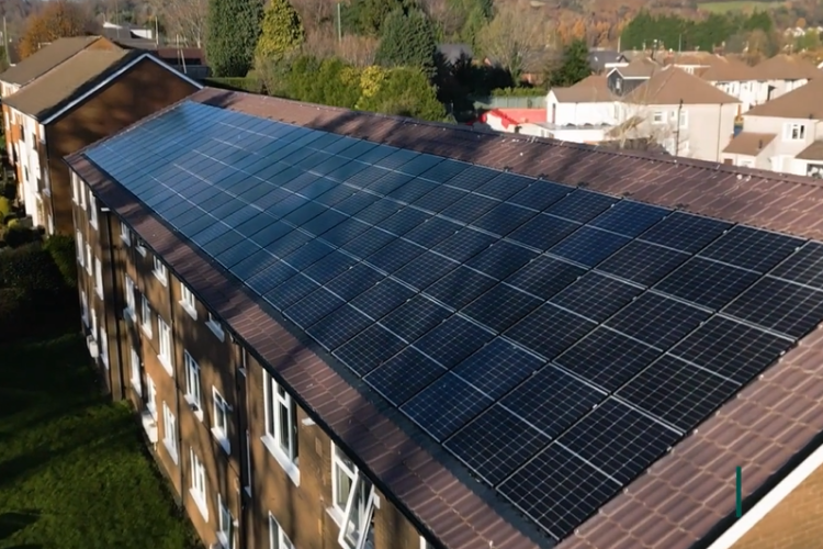 Solar PV panels on the roof of Odet Court enable all residents to share in the cost savings