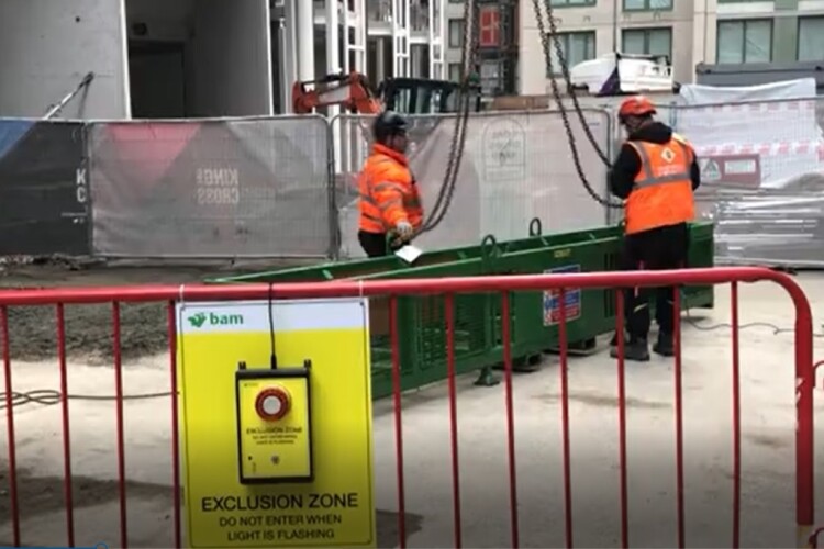 Remote-controlled LED lights and an exclusion zone audio alarm keep operatives out of the way