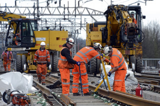 Contractors at work near Watford during track closures, Easter 2015