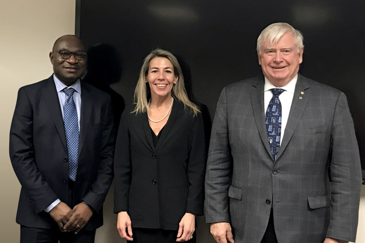 (left to right) Nelson Ogunshakin, Maria Eugenia Roca and FIDIC president elect William Howard