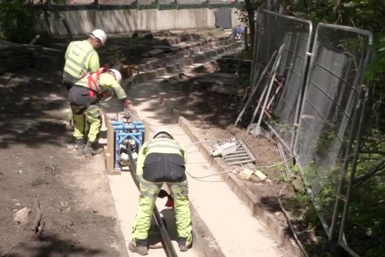 Unable to pull the cable with a winch, Balfour Beatty's team improvised and pushed it instead
