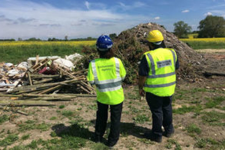 EA and HMRC officers found 27 waste sites operating illegally, including this one near Grantham